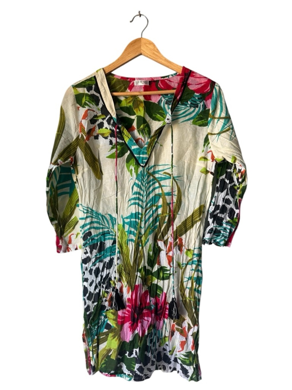 Debbie Katz South Beach Floral Swim Coverup in Pink, Green & White, Medium